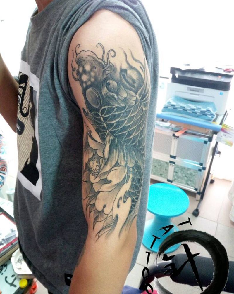 恢复后||遮盖纹身图片_手臂传统动物原创小白刺青塔图~针遮盖成品纹身图案