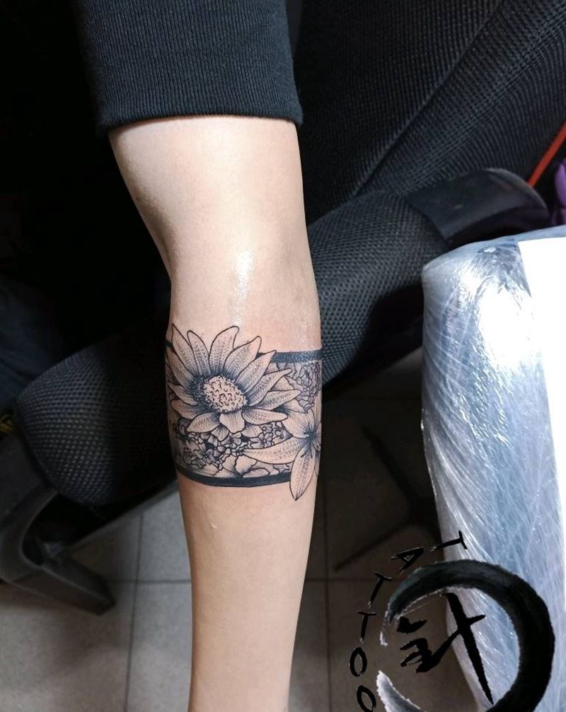 臂环纹身图片_手臂点刺几何臂环纹身图案