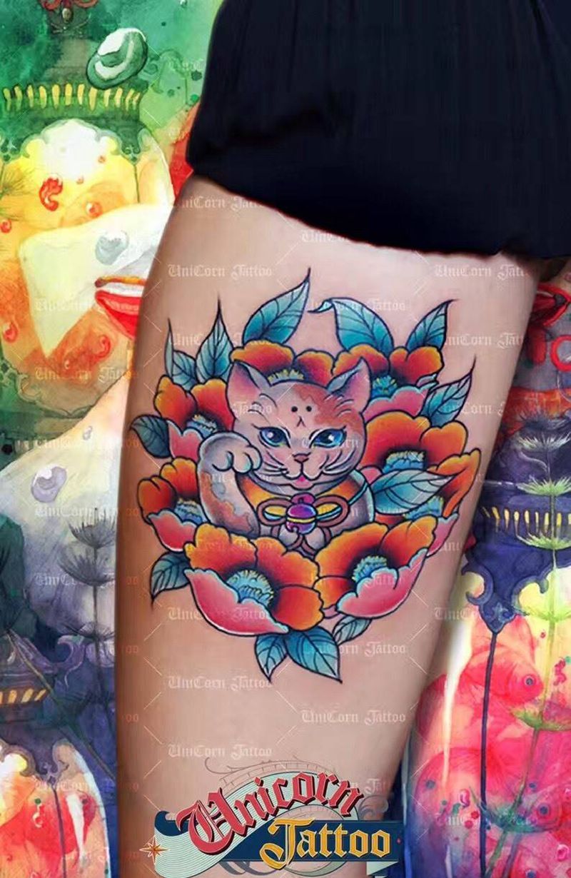 花猫纹身图片