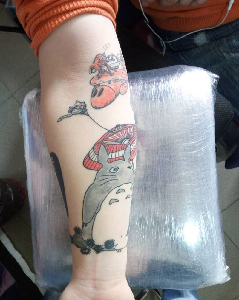 龙猫|半成品|恢复后纹身图片_手臂人物原创半成品小白刺青塔图 针纹身图案