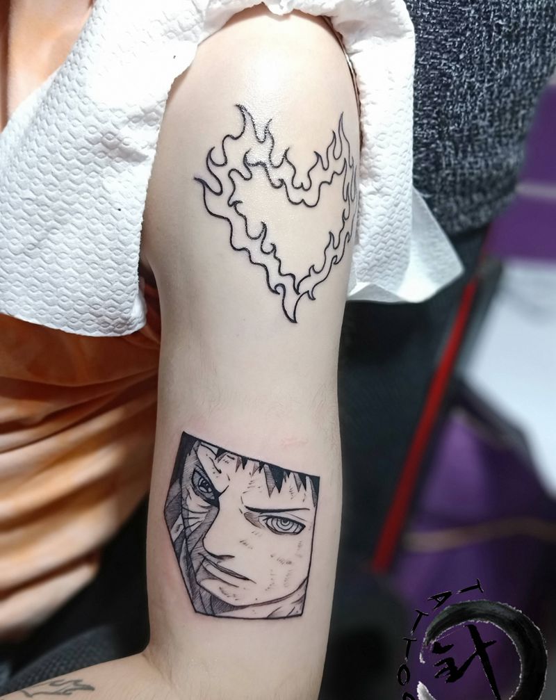 火影 拼图纹身图片_手臂几何Old School火影忍者拼图纹身图案