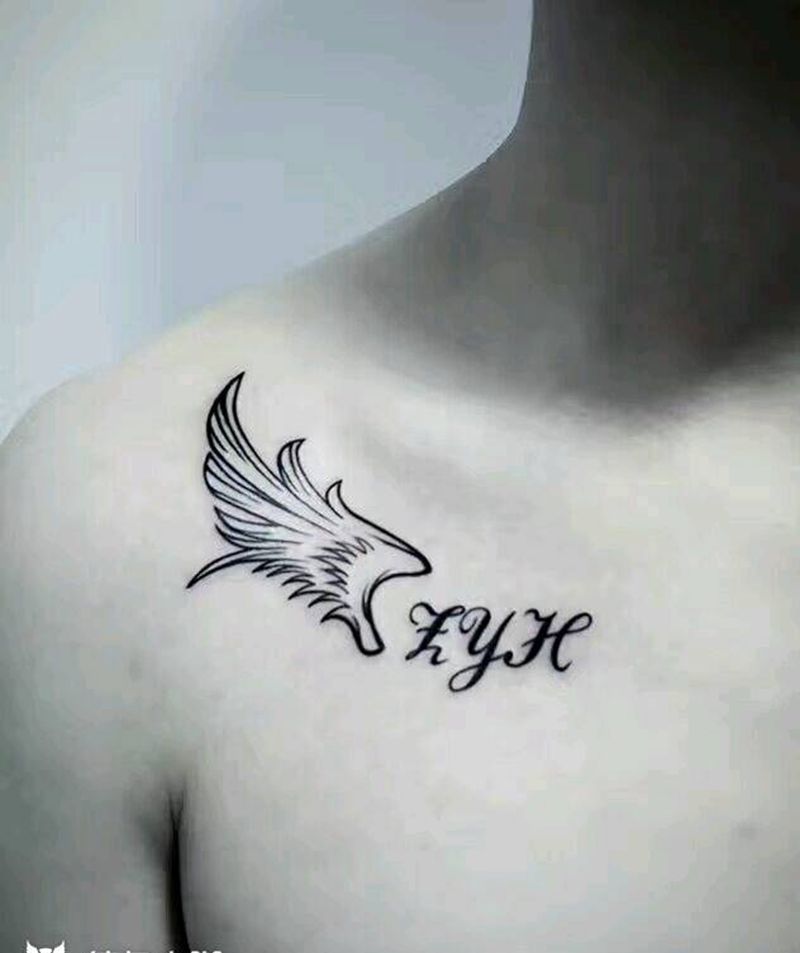翅膀英文纹身图片
