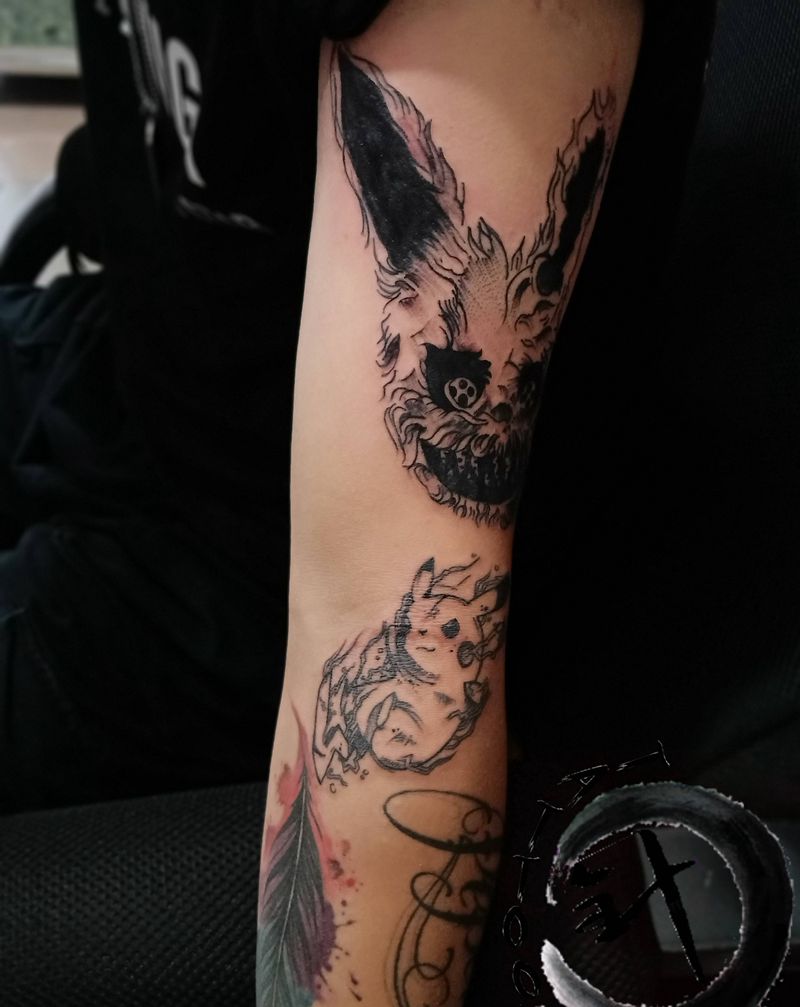 暗黑兔子 皮卡丘纹身图片_手臂暗黑纹身图案