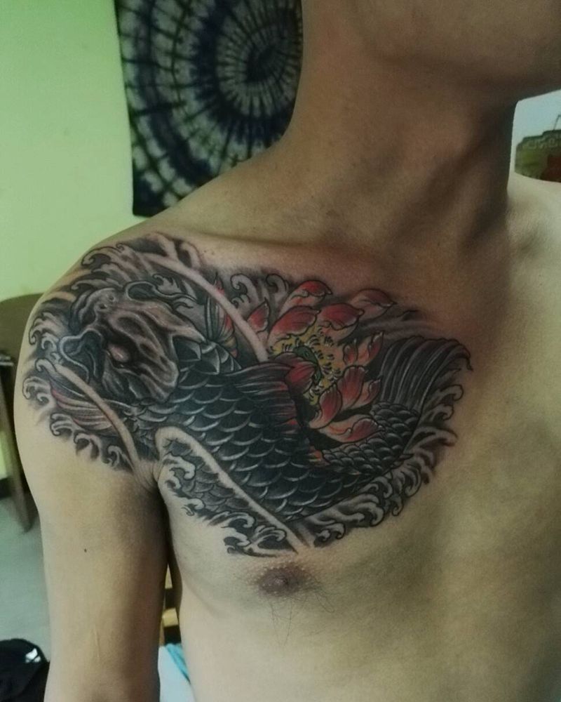 大黑鱼遮盖纹身图片