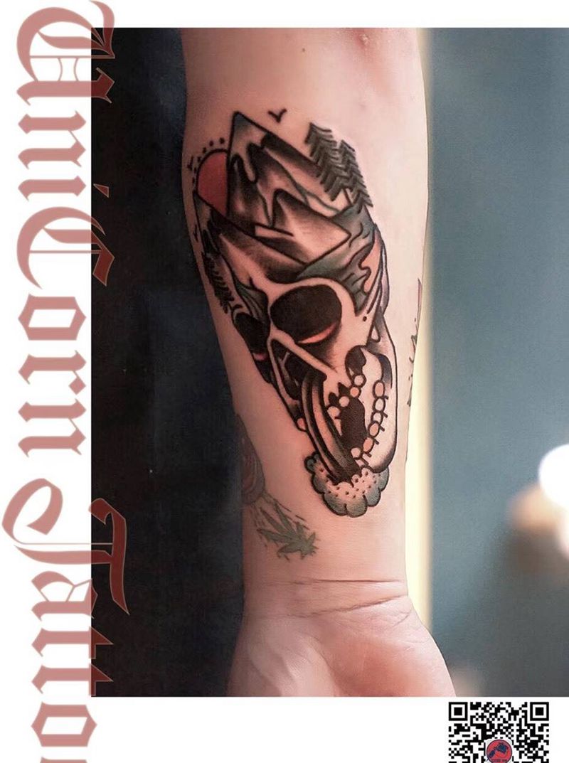 old school纹身图片_成品手臂欧美传统鬼神纹身图案