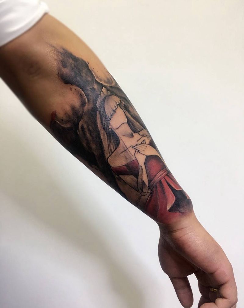 暗黑新娘纹身图片_成品人物手部欧美肖像情侣纹身图案