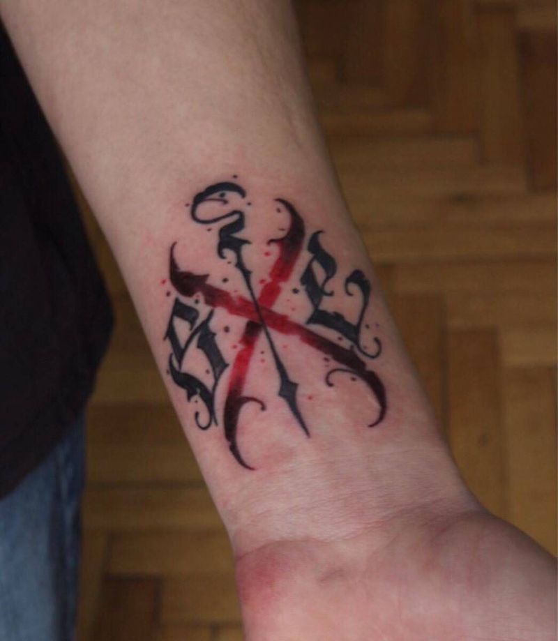 S✂️ E纹身图片_成品手部清新几何字符纹身图案