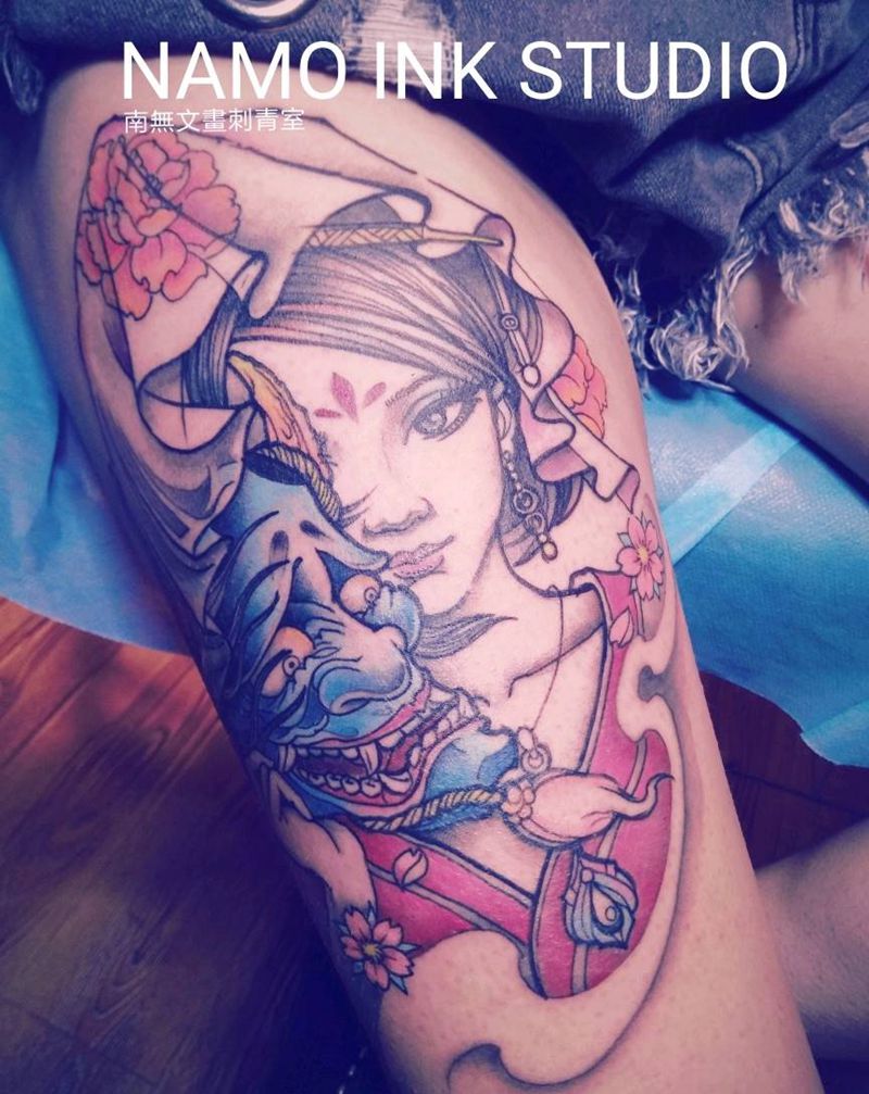 般若艺伎纹身图片_艺伎纹身图案