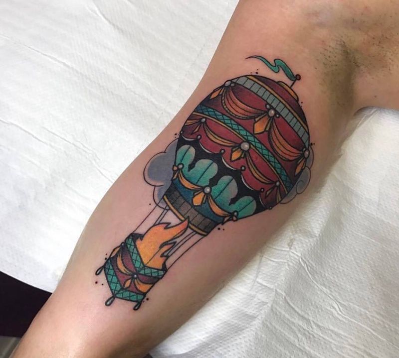 热气球 放飞梦想纹身图片_成品手臂清新纹身图案