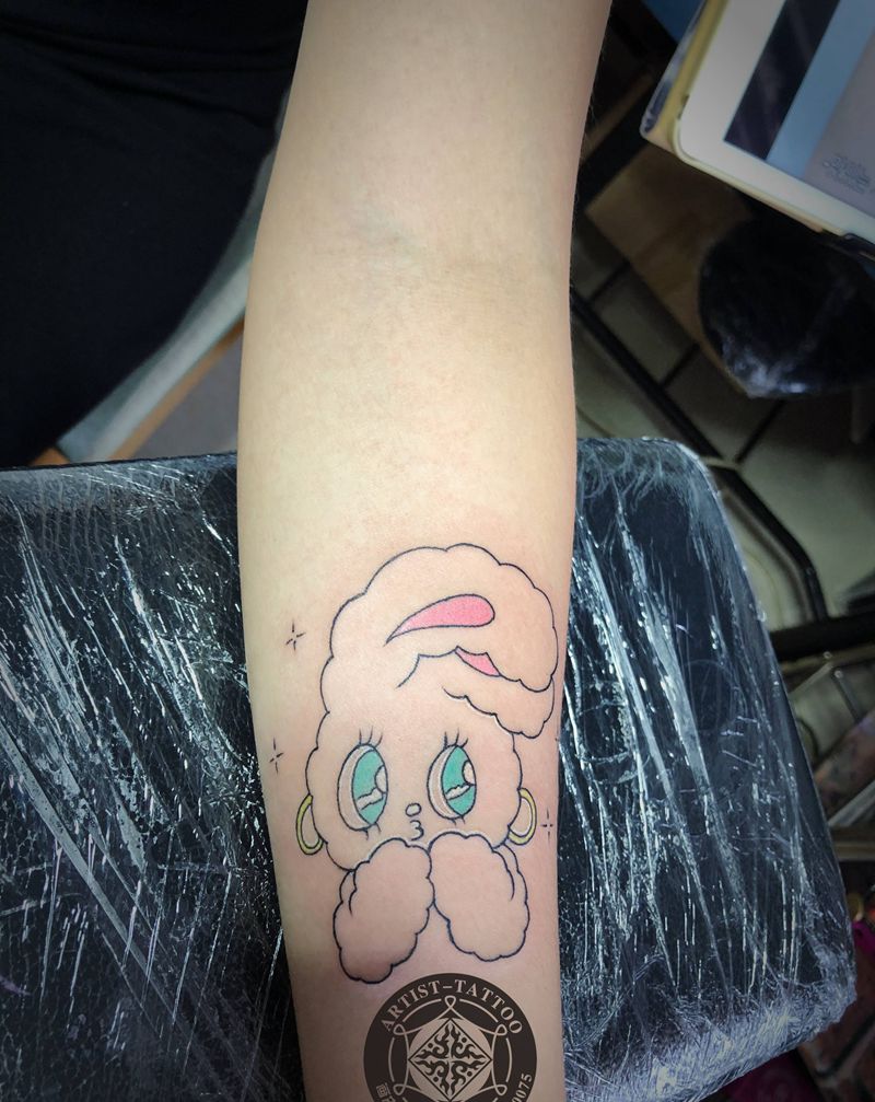 萌萌哒小兔子纹身图片_手部New School纹身图案