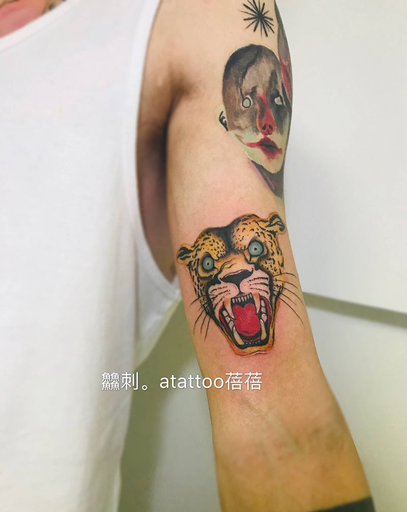 豹豹纹身图片_手臂纹身图案