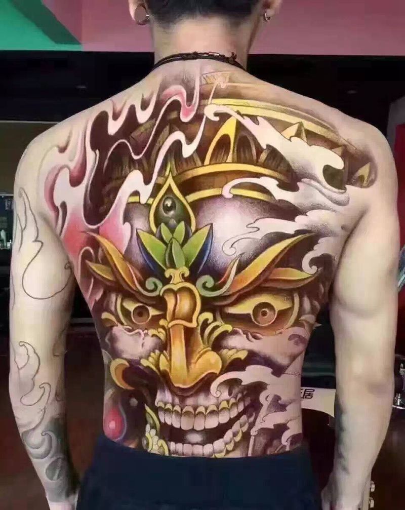 经典无需解释纹身图片_手稿背部传统纹身图案