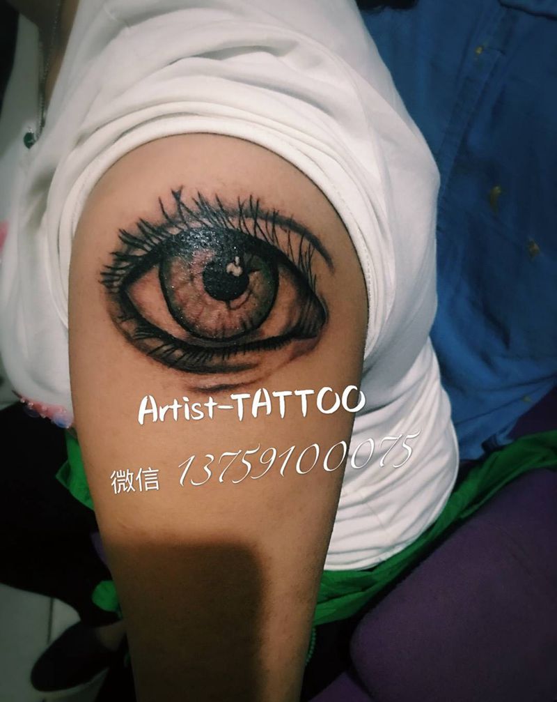 眼睛纹身图片_成品手臂欧美纹身图案