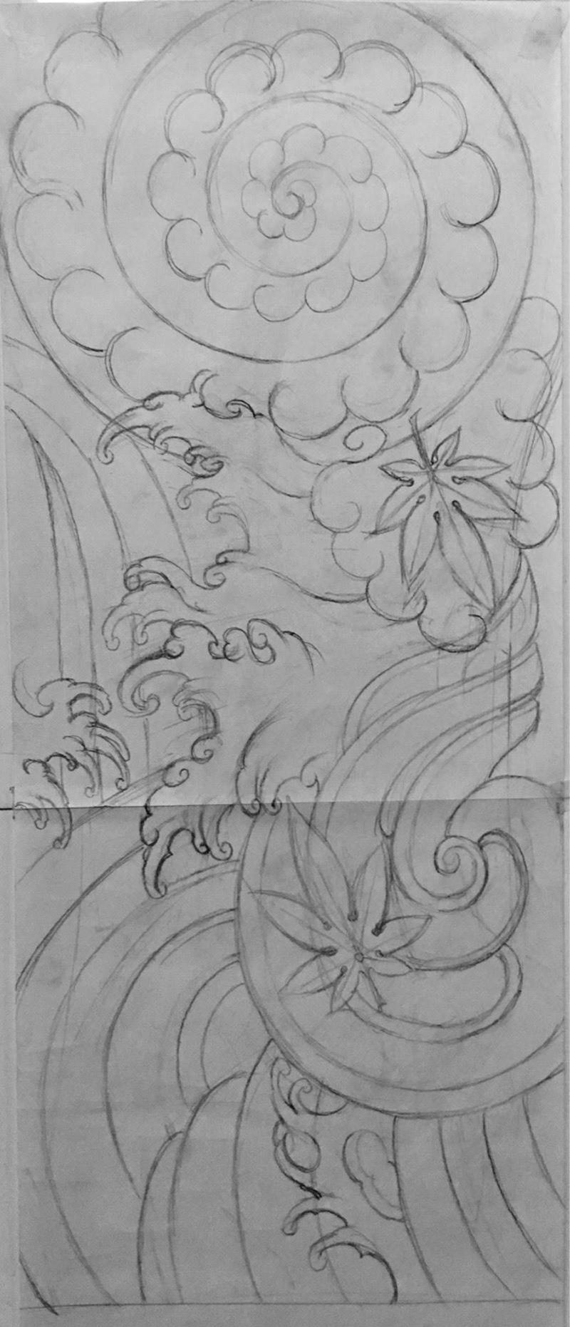 七分袖初稿纹身图片