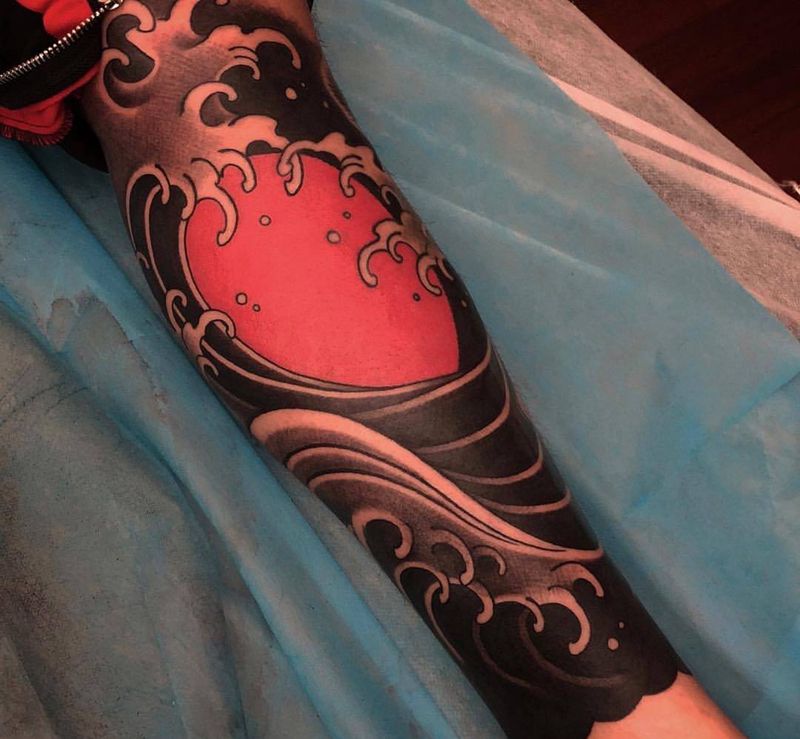 日纹身图片_传统手臂成品纹身图案