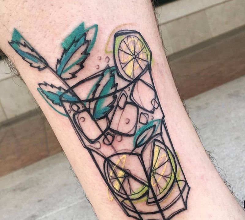 透心凉纹身图片_腿部成品几何原创纹身图案