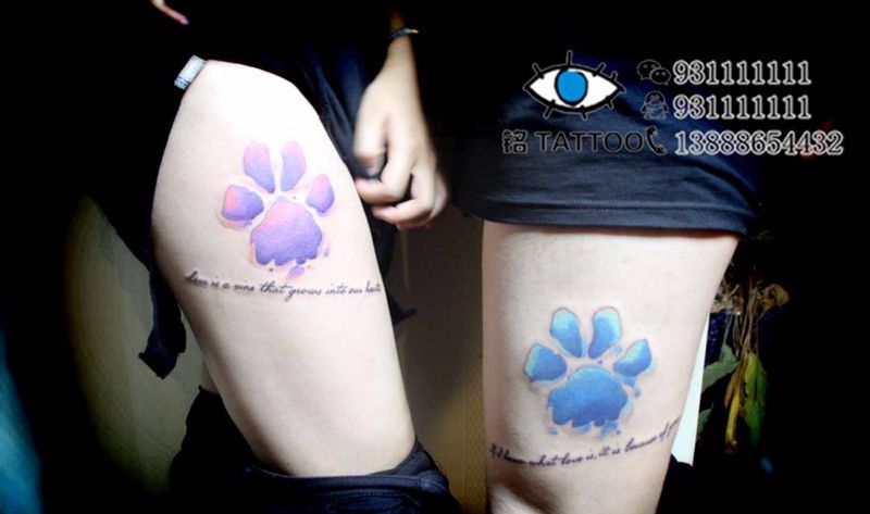 情侣纹身纹身图片_腿部纹身图案