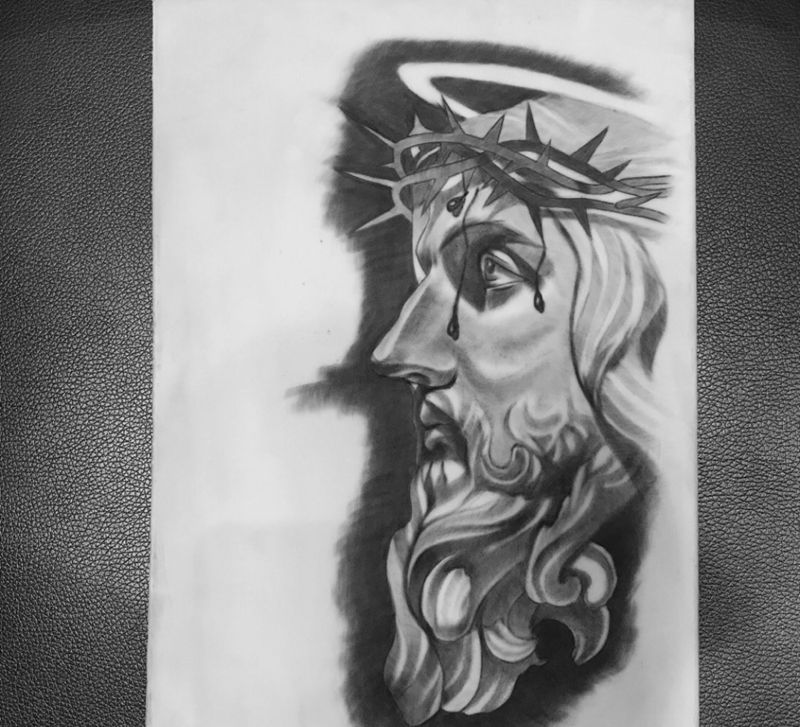 學員作業纹身图片_成品手稿欧美人物写实纹身图案