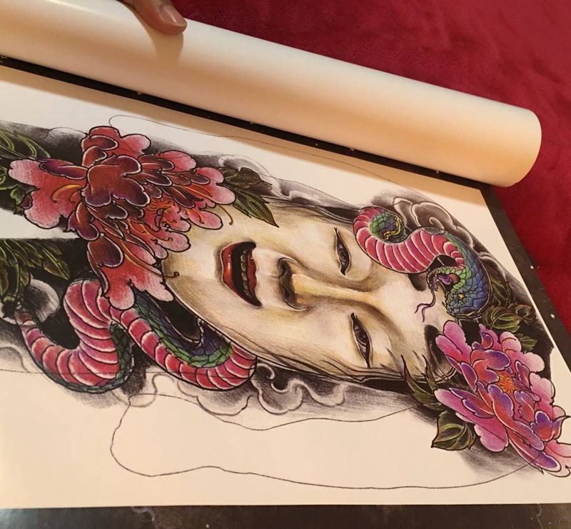 花臂 花腿 大满背有没有战士挑战纹身图片_手稿传统纹身图案