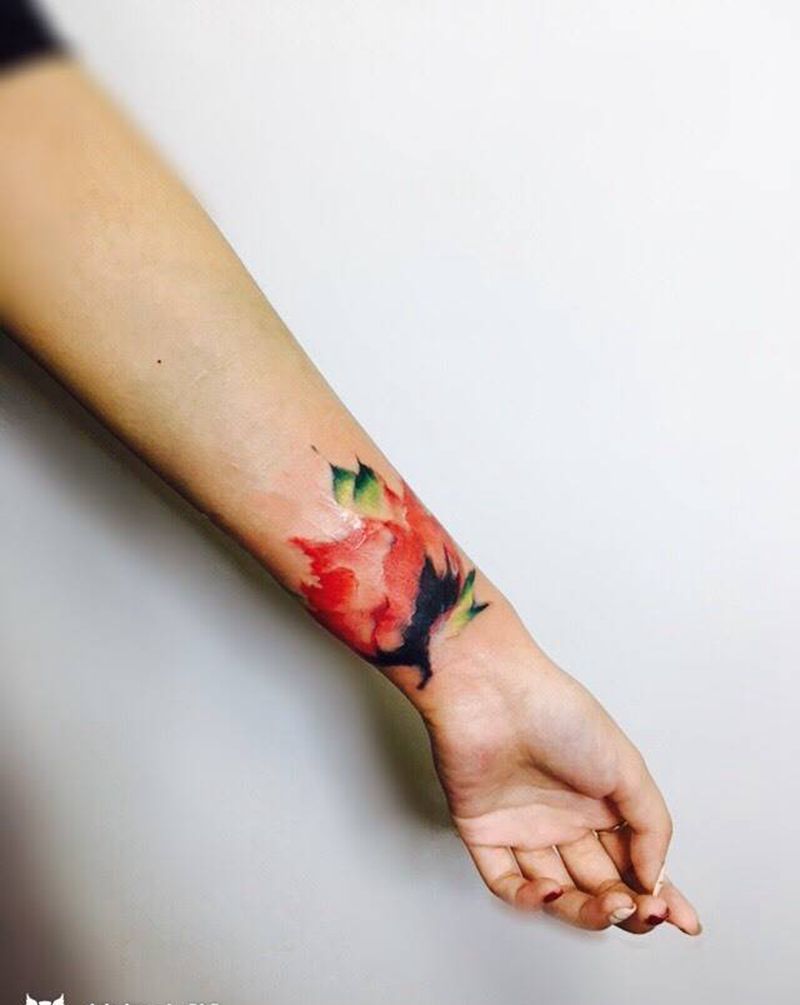 旧纹身疤痕遮盖纹身图片_成品手臂手部清新原创植物纹身图案