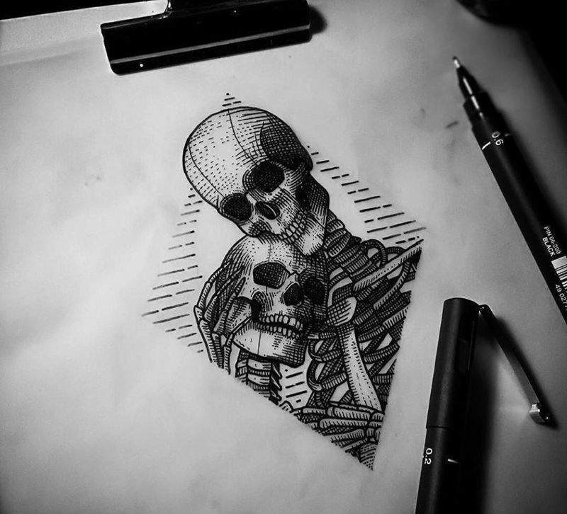 死了都要爱!纹身图片_手稿几何纹身图案