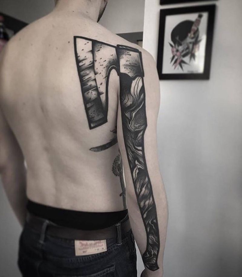 ⛏纹身图片_成品手臂肩部纹身图案