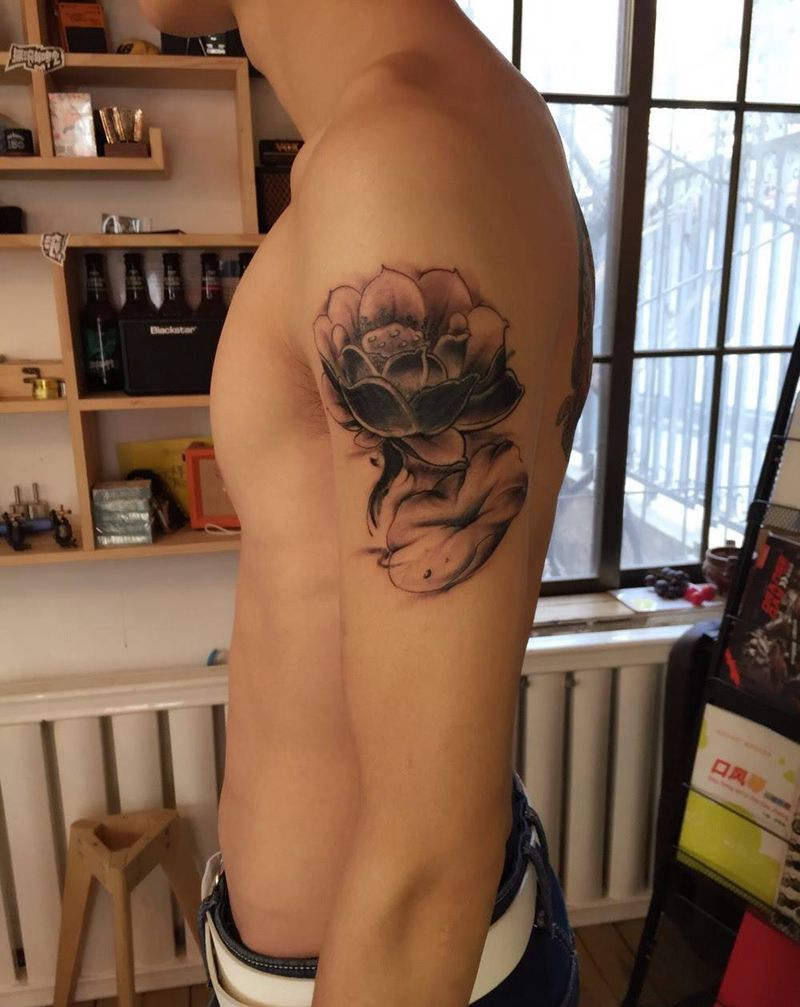 遮盖纹身图片_成品手臂国画植物纹身图案