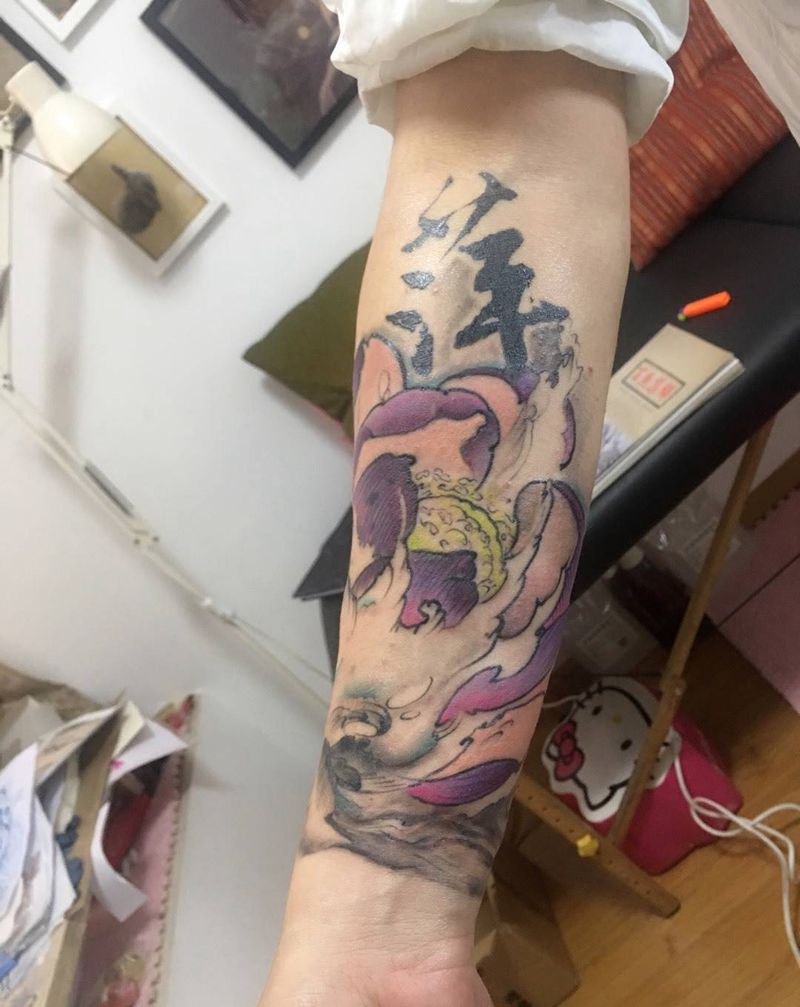 上色纹身图片_成品手臂传统纹身图案