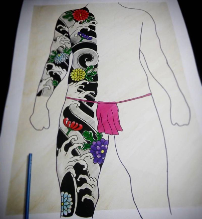 Japanese tattoo纹身图片_手稿肩部胸部腹部腰部手臂手部传统纹身图案