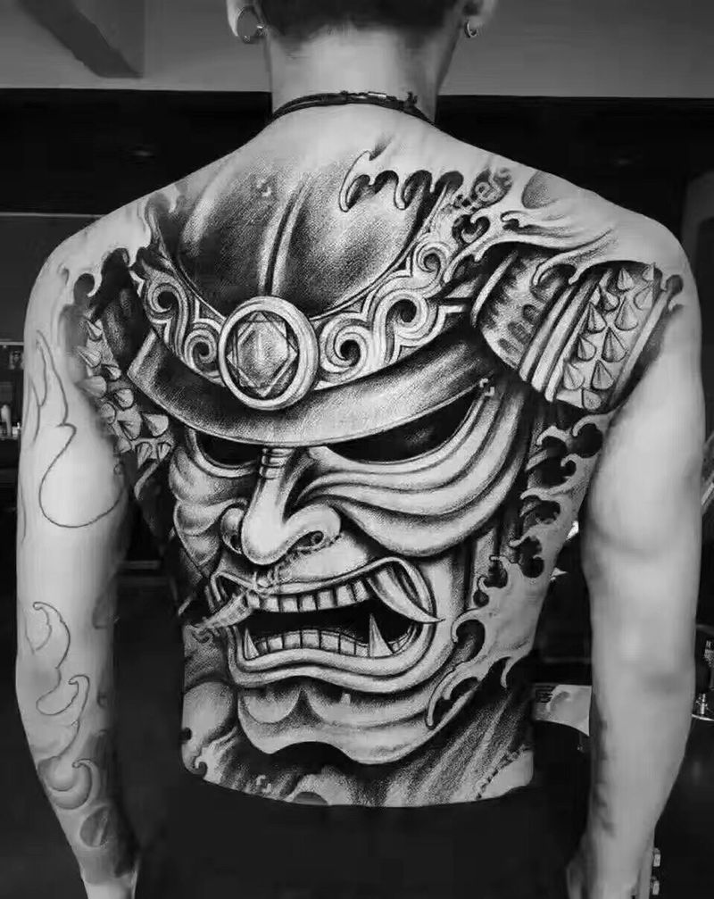 传统大满背纹身图片_手稿成品背部传统人物纹身图案