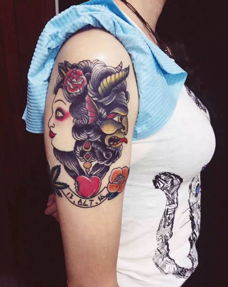 old school纹身图片_成品手臂欧美纹身图案