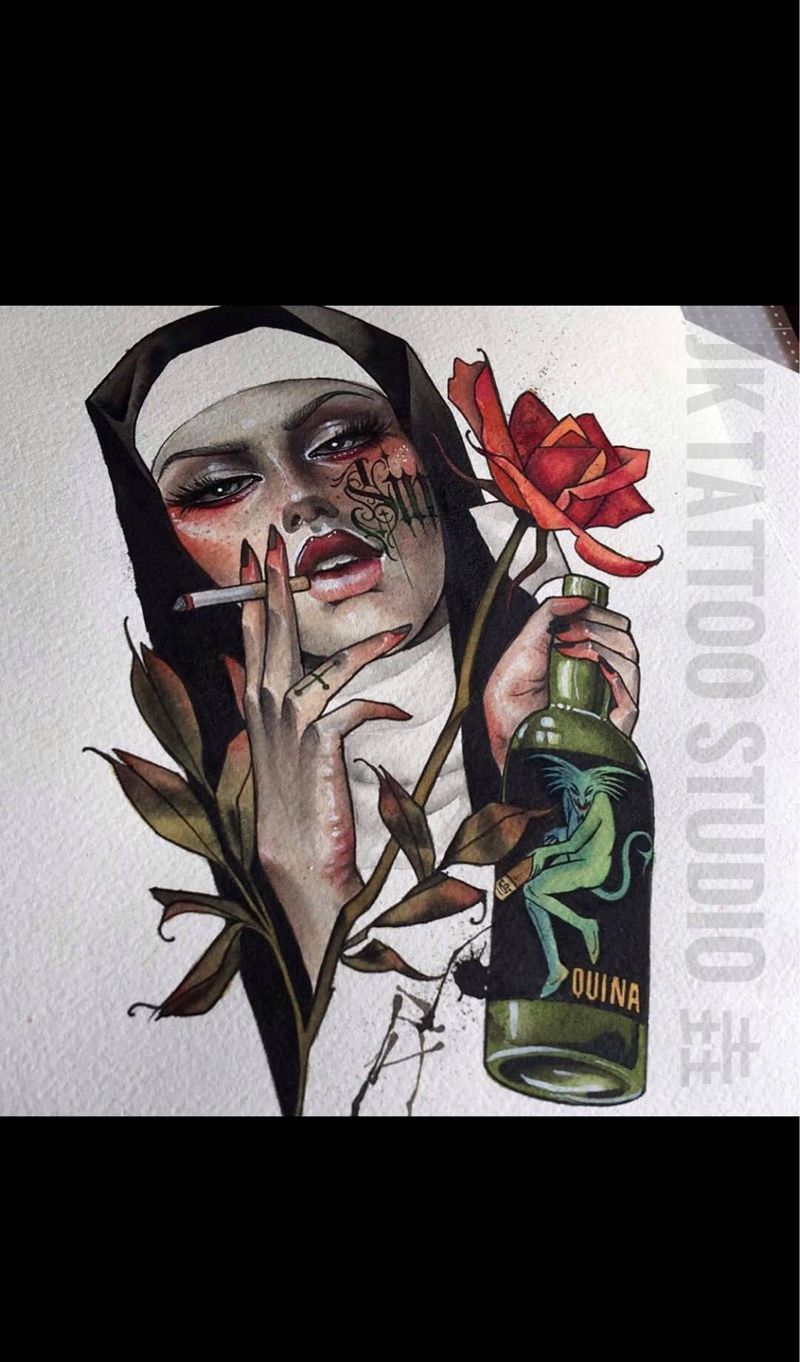 -=稿=-JK tattoo studio 垚 出品。纹身图片_手稿欧美肖像人物纹身图案