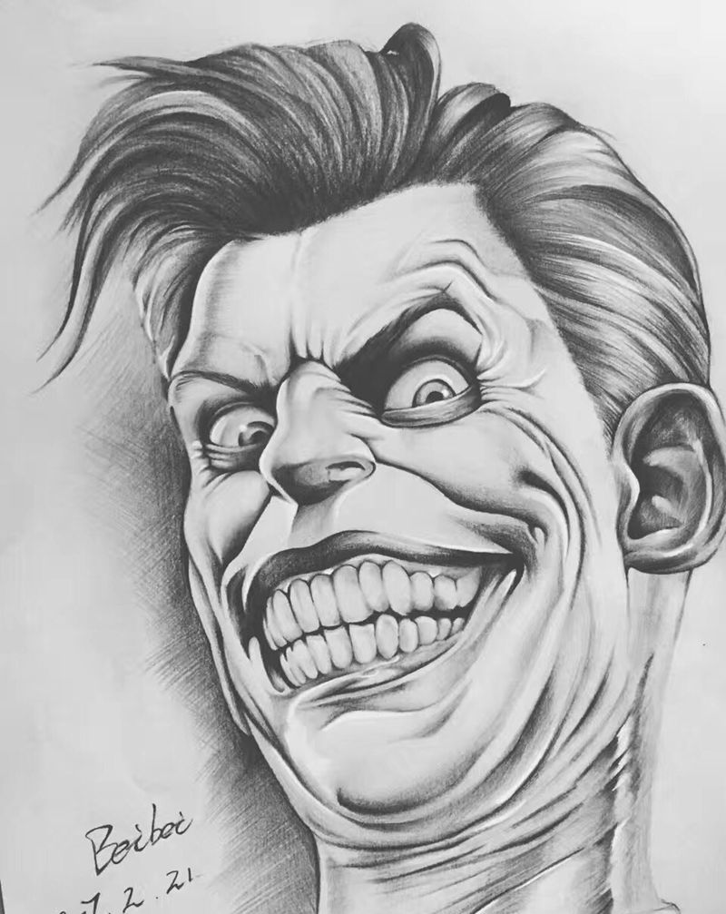 小丑。手稿纹身图片_手稿人物纹身图案