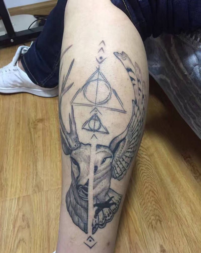 个性纹身图片_成品腿部动物纹身图案