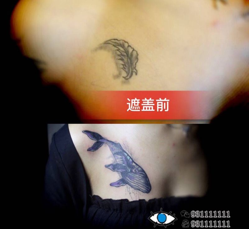 遮盖鲸鱼纹身图片