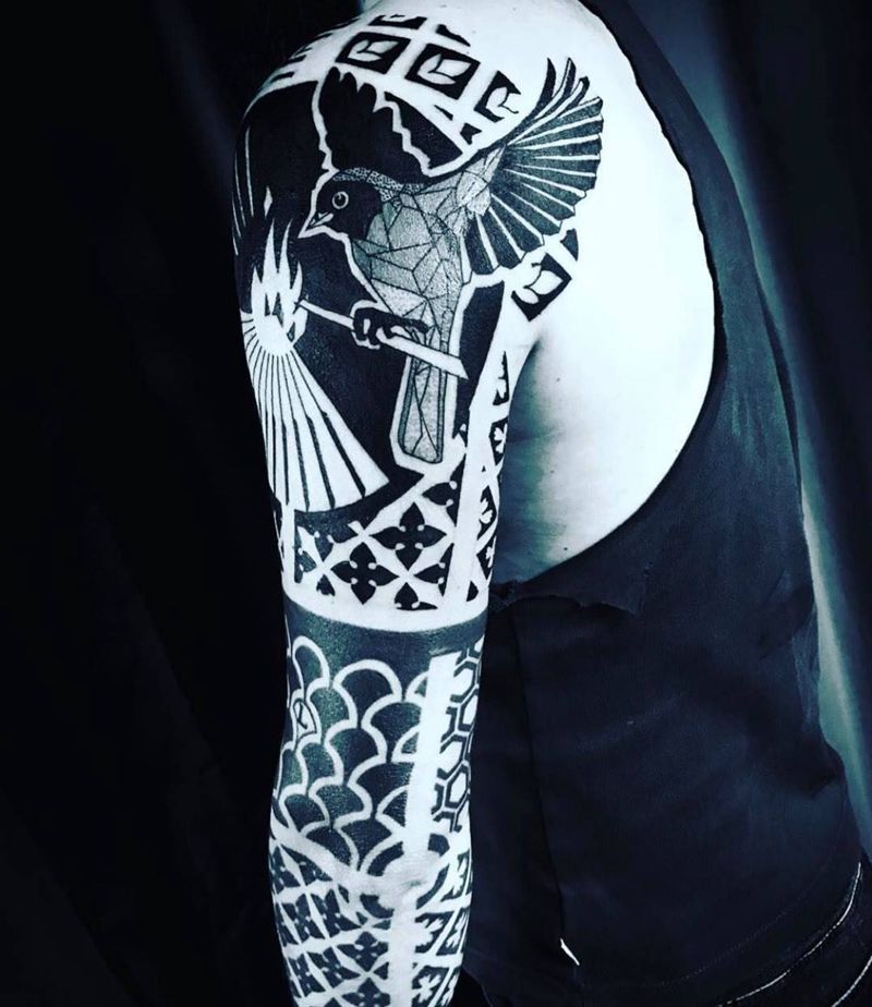 图腾纹身图片_成品手臂几何图腾纹身图案