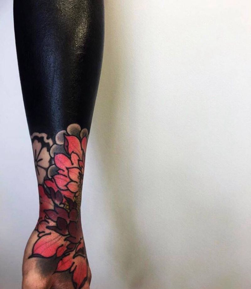 够胆 来刷黑臂呀[转圈]纹身图片_成品手臂手部欧美传统清新写实肖像习俗国画纹身图案