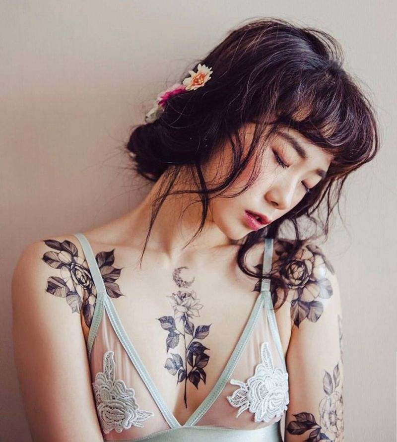 梦纹身图片_肩部腹部手臂胸部成品几何植物纹身图案