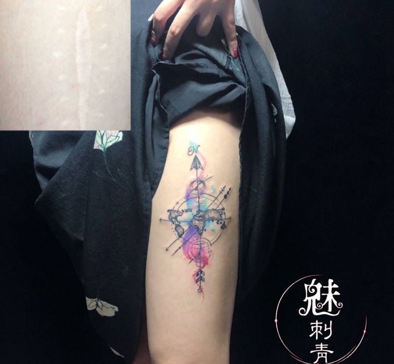 疤痕遮盖纹身图片