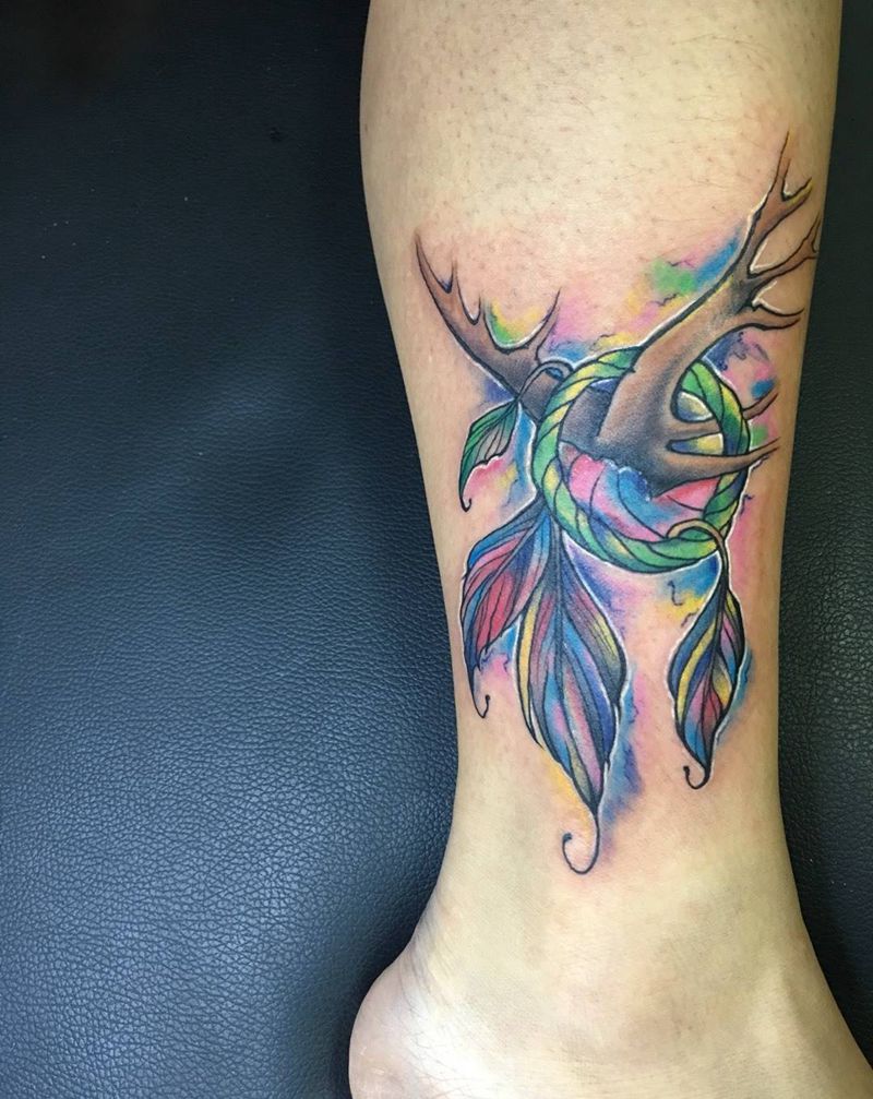 捕梦网鹿角纹身图片