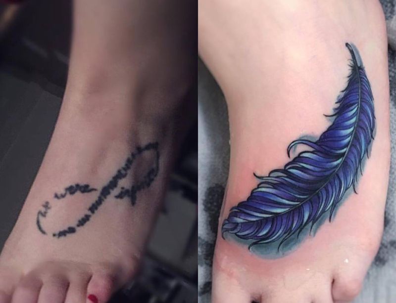 盖！字母不能纹得太小不然时间长了会晕开的纹身图片