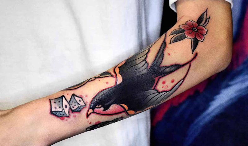 oldschool花臂拼接覆盖纹身图片_Old Schoololdschoolschool纹身图案