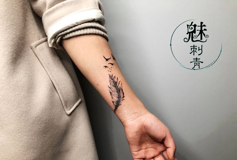 羽毛纹身图片