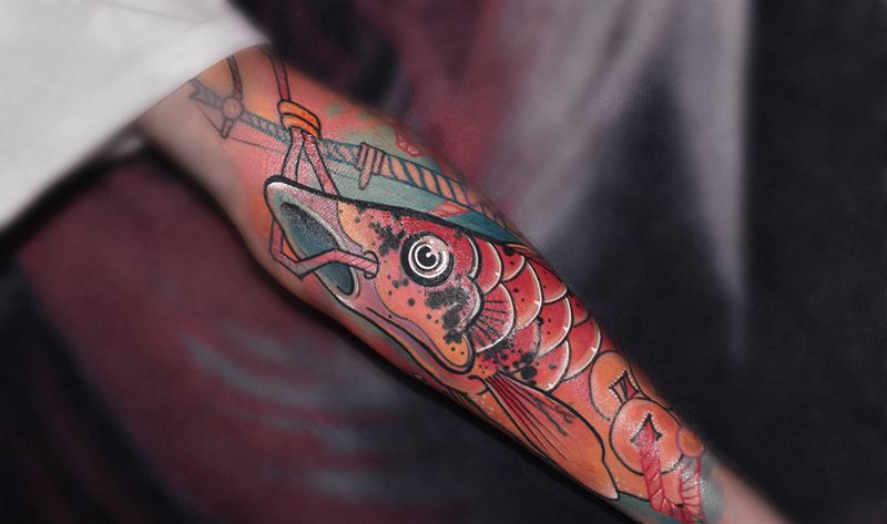 newschool 鲤鱼旗纹身图片_手臂New Schoolnewschool鲤鱼旗school纹身图案