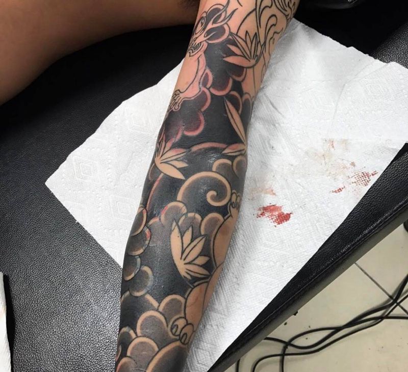 日式#盖#纹身图片_成品手臂传统纹身图案