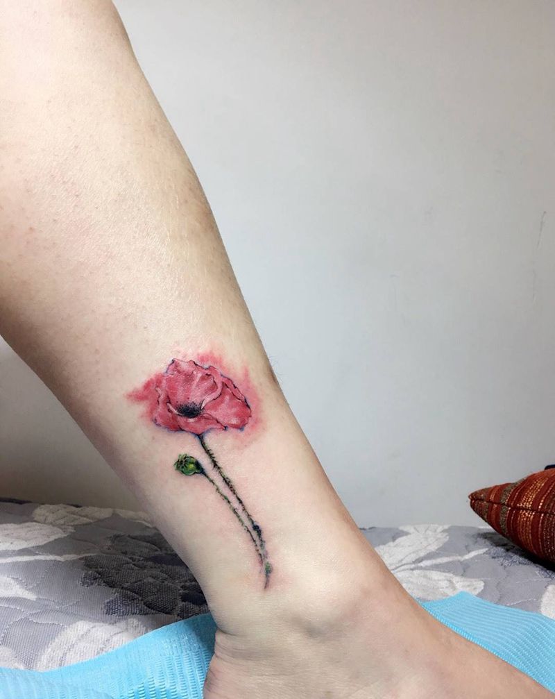 罂粟花纹身图片_成品清新纹身图案