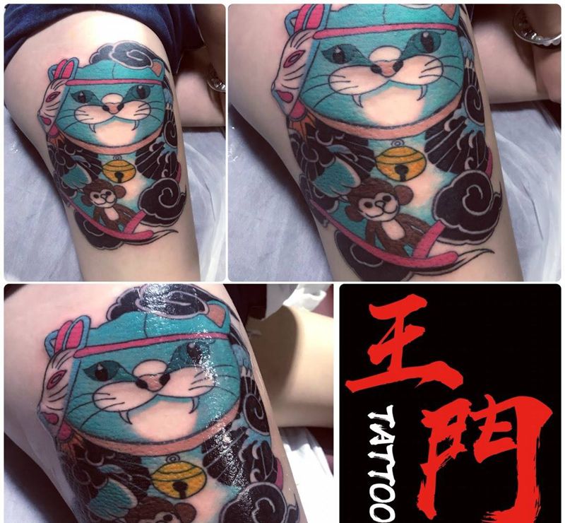 招财猫纹身图片