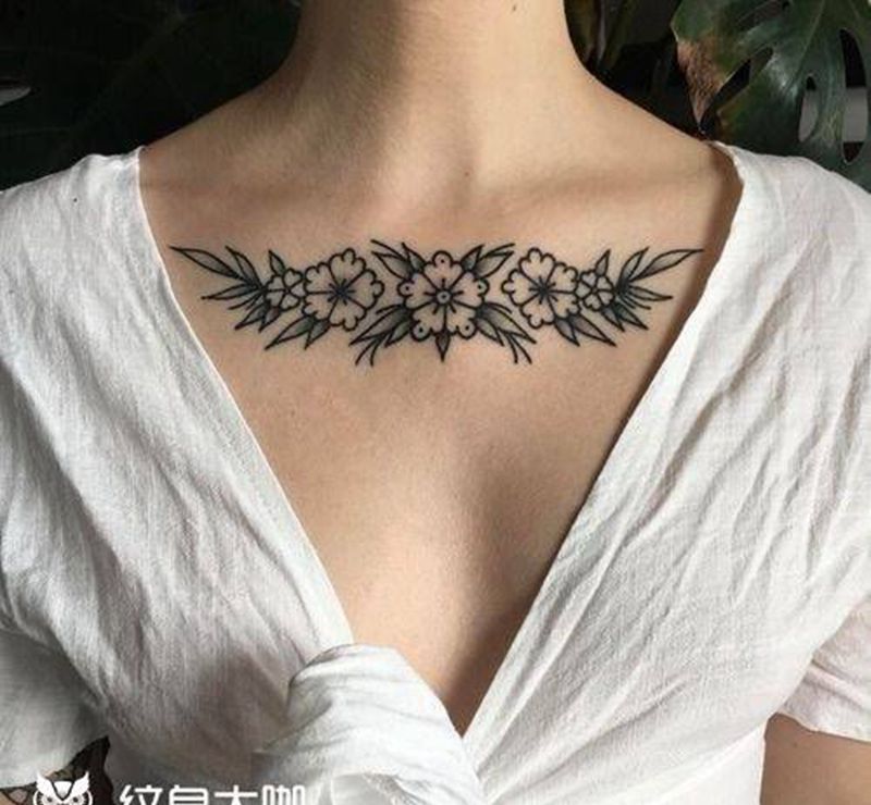 小清新，昆明艺海刺青纹身图片_胸部纹身图案