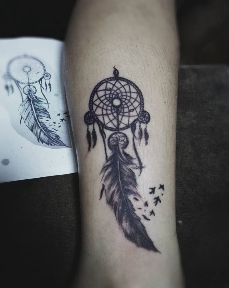 捕梦网纹身图片_脚部欧美图腾成品纹身图案