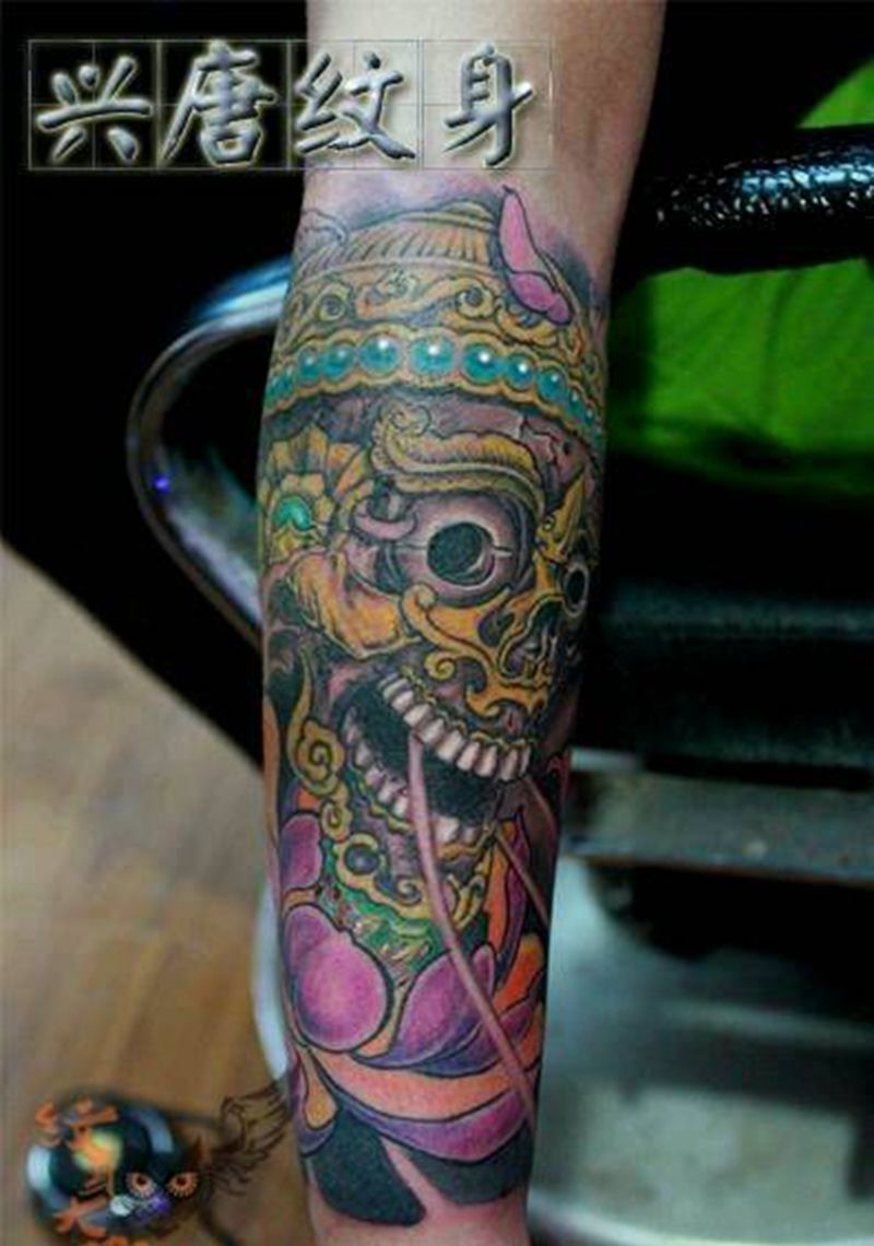 避邪之嗄巴拉纹身图片_手臂传统宗教纹身图案